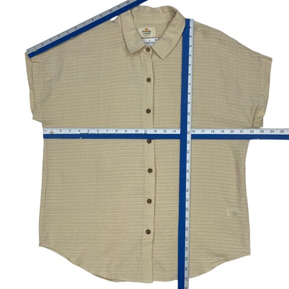 Marine Layer Dana Shirt M Parchment Cream Cap Sleeve Button Front Boxy - Picture 5 of 12